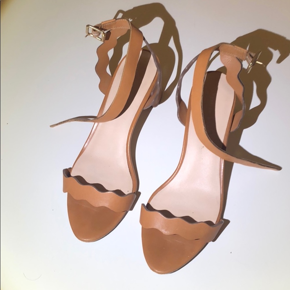 Tan Loeffler Randall low heels, size 8